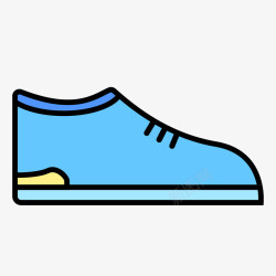 花纹鞋子蓝色手绘弯曲弧度鞋子卡通图标矢量图高清图片