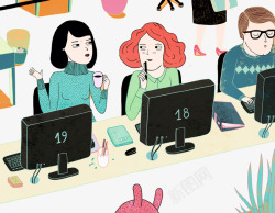 实用的插画办公室聊天的女人高清图片