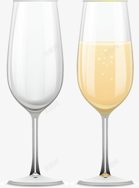 手绘两个香槟杯png免抠素材_新图网 https://ixintu.com 杯子 高脚杯