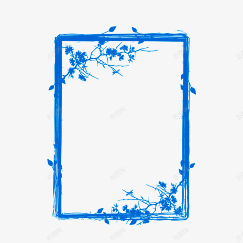 蓝色框架植物粉笔图案png免抠素材_新图网 https://ixintu.com 免抠 图案 效果 框架 植物 粉笔 粉笔纹理 线条 蓝色 装饰