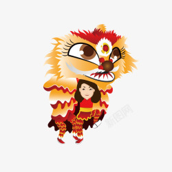 舞狮子的女子素材