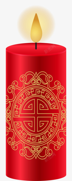 春节红色圆形蜡烛素材