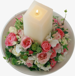 花朵玫瑰和蜡烛素材