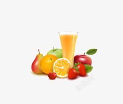 水果与橙汁素材
