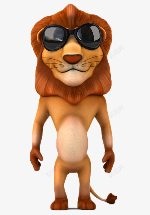 戴墨镜的狮子png免抠素材_新图网 https://ixintu.com 动物 卡通 帅气 狮子