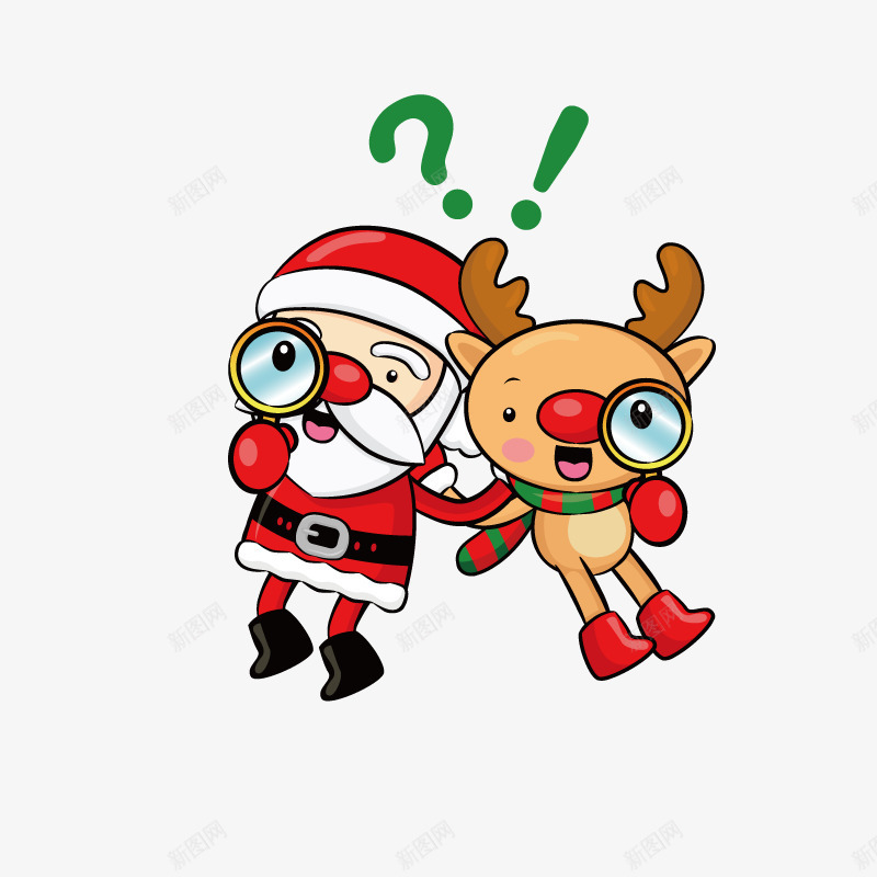 拿着放大镜的圣诞老人png免抠素材_新图网 https://ixintu.com 动物 卡通 可爱的 圣诞老人 圣诞节 放大镜 麋鹿