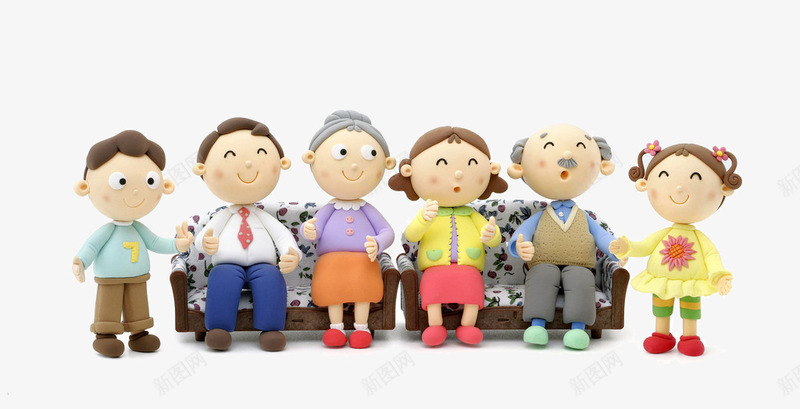 排排坐的一家人png免抠素材_新图网 https://ixintu.com 可爱卡通人物 温馨