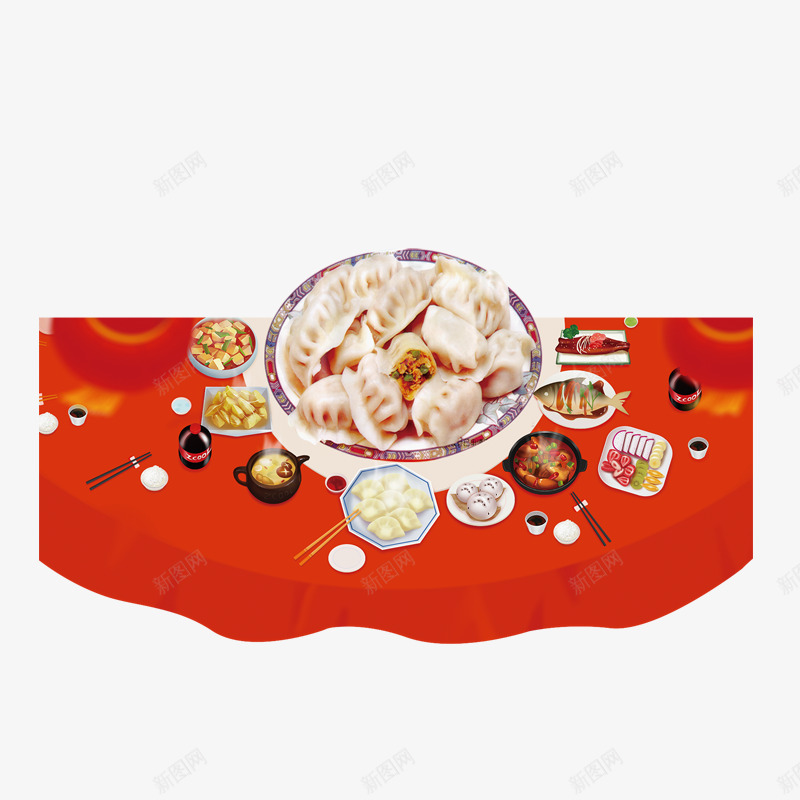 红色喜庆美味水饺png免抠素材_新图网 https://ixintu.com 喜庆 团圆饭 水饺 红色 美味 设计 面食 食物