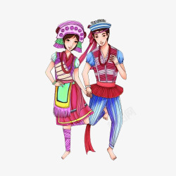 服饰装扮傣族男女手绘图案高清图片