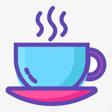 彩色手绘弯曲咖啡杯元素矢量图图标图标