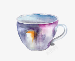 红茶杯手绘水彩咖啡杯高清图片