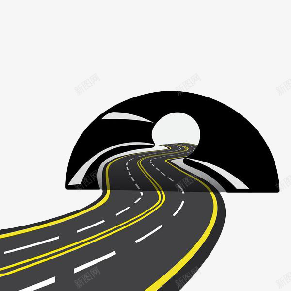 手绘黑色公路隧道图标png_新图网 https://ixintu.com 公路 弯曲 弯道 手绘 蜿蜒小路 道路 隧道 黑色