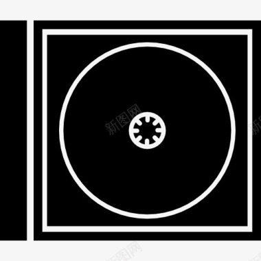 音乐光盘盒白色轮廓图标图标
