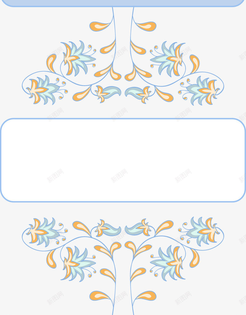 花朵边框纹理矢量图ai免抠素材_新图网 https://ixintu.com 纹理 线条 花朵 蓝色 边框 矢量图