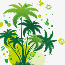 椰树背景图片绿色椰树片矢量图高清图片