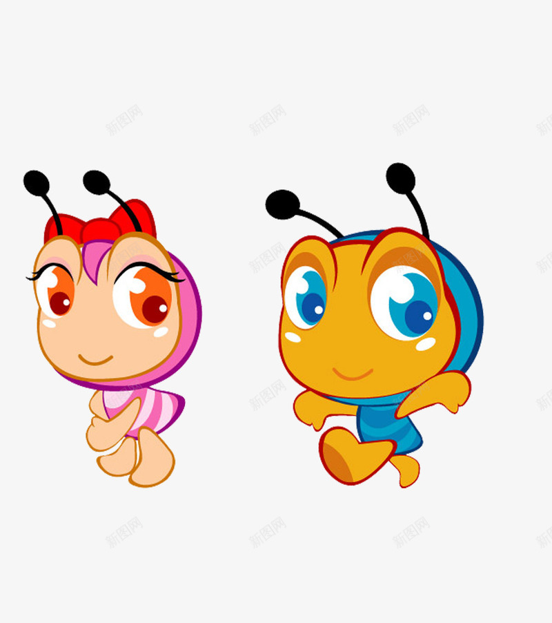 两只小蚂蚁的卡通形象png免抠素材_新图网 https://ixintu.com 两只蚂蚁 可爱 女蚂蚁 男蚂蚁 蝼蚁