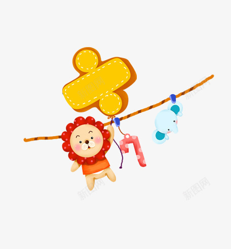 韩国网页卡通图标装饰png_新图网 https://ixintu.com 动物 卡通 可爱 大象 狮子 网页装饰 韩国风格