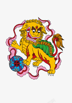 狮子绣球传统舞狮子矢量图高清图片