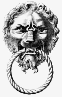门素描素描狮子门环高清图片