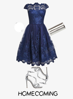 深蓝色连衣裙服饰素材