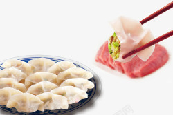 筷子夹肉馅饺子素材
