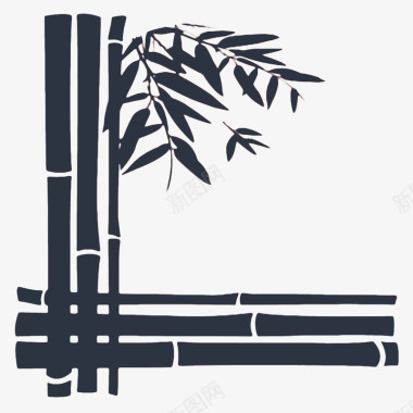 手绘扁平竹子边框图标图标