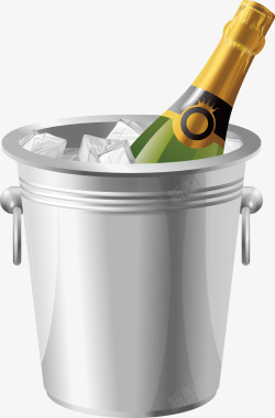 香槟桶在冰桶里的香槟高清图片
