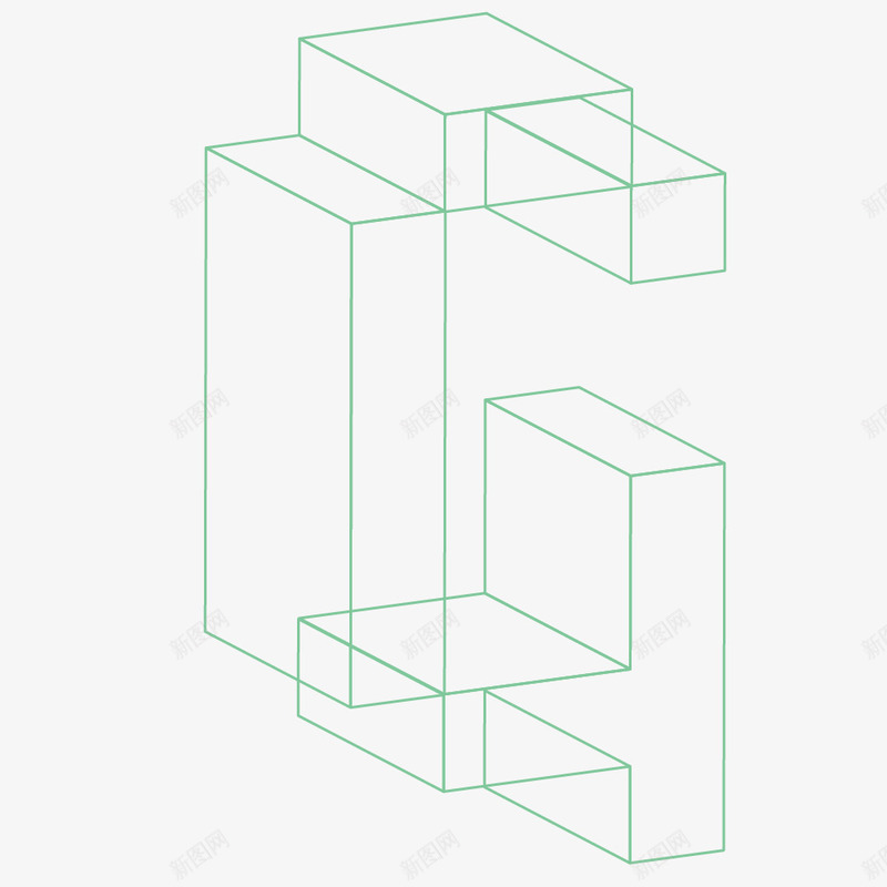 四维空间字母简图Gpng免抠素材_新图网 https://ixintu.com 创意 四维空间 电脑作图 科技 线条 英文字母G