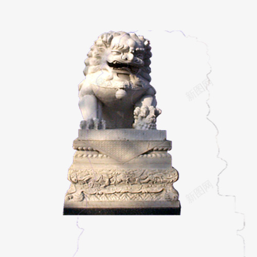 石狮子和绣球png免抠素材_新图网 https://ixintu.com 中国风 古风 镇宅 雕塑