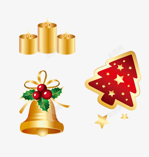 金色蜡烛铃铛红色树png免抠素材_新图网 https://ixintu.com 圣诞 圣诞树 蜡烛 铃铛