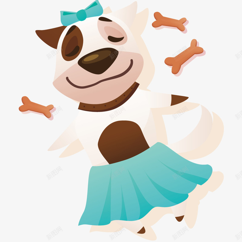时尚装扮的宠物狗png免抠素材_新图网 https://ixintu.com 可爱 宠物狗 时尚装扮 蓝色裙子 骨头