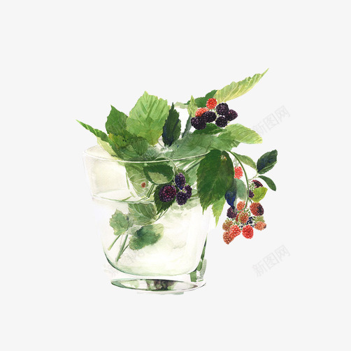 蓝莓果子片png免抠素材_新图网 https://ixintu.com 水杯 水果 玻璃杯 蓝莓