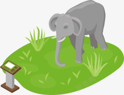 卡通手绘动物园大象插画矢量图素材