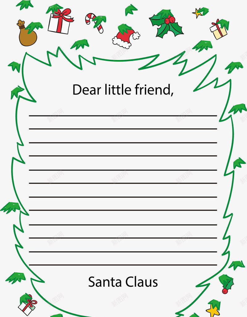 绿色线条边框信纸png免抠素材_新图网 https://ixintu.com 圣诞信纸 圣诞节 圣诞花纹 矢量png 绿色线条 绿色边框