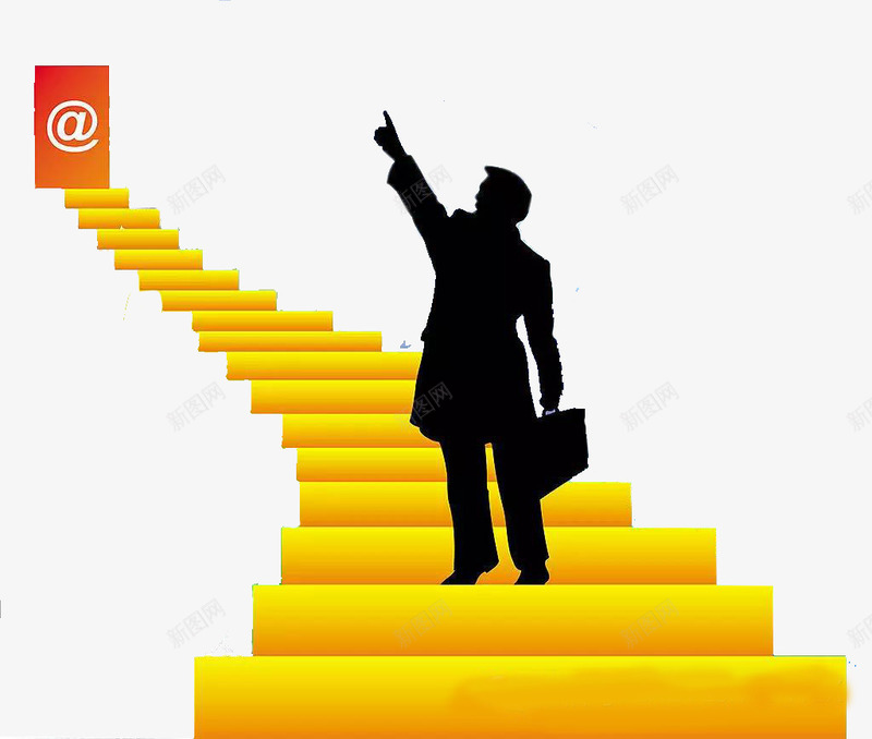 沿着梯子往上爬的男人png免抠素材_新图网 https://ixintu.com 奋发图强 梯子 电子 男人