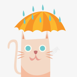 卡通撑伞的猫咪矢量图素材