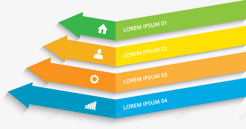 彩色箭头png免抠素材_新图网 https://ixintu.com 折叠 折线 趋向 递增