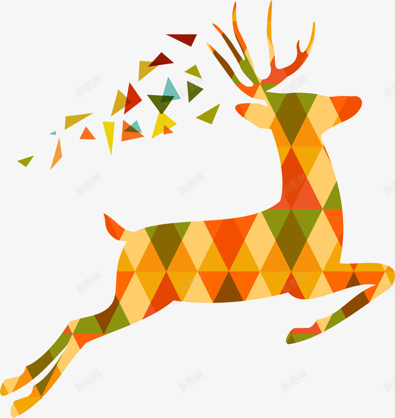 三角形拼接麋鹿png免抠素材_新图网 https://ixintu.com 创意麋鹿 拼接麋鹿 插画麋鹿 麋鹿