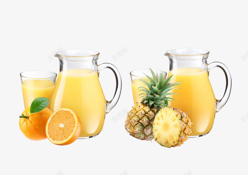 橙子菠萝汁psd免抠素材_新图网 https://ixintu.com 产品 创新 实物 水果 素材