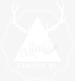 白色麋鹿圣诞节标签素材