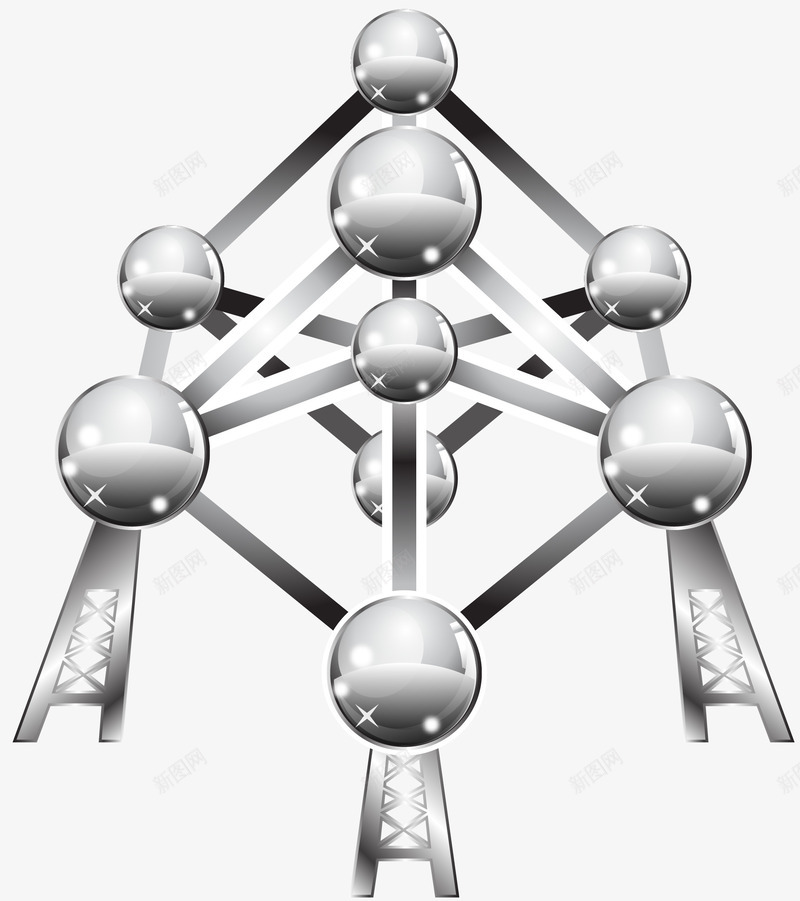 金属材质银白色原子球矢量图eps免抠素材_新图网 https://ixintu.com 卡通原子球 原子球 矢量原子 结构 金属材质 银白色 矢量图
