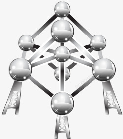 原子球塔金属材质银白色原子球矢量图高清图片