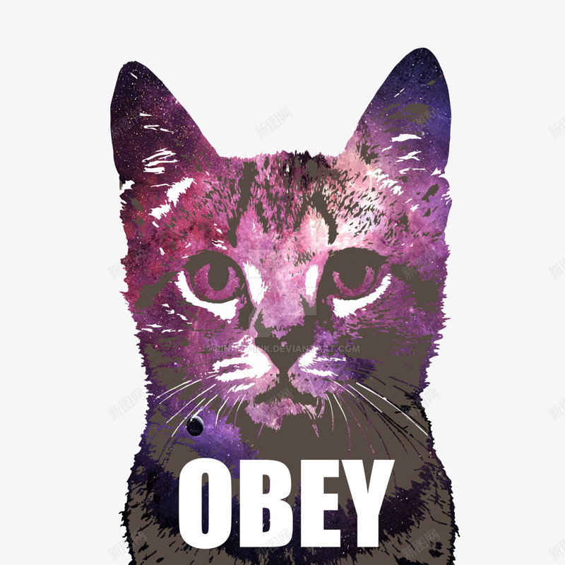 紫色手绘猫咪png免抠素材_新图网 https://ixintu.com 创意设计 图案设计 手绘 猫咪 紫色