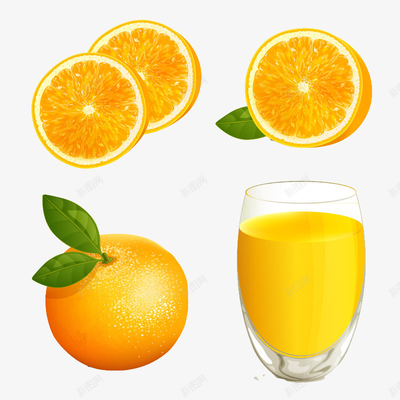 香橙与橙汁png免抠素材_新图网 https://ixintu.com 杯子 橙汁 水果 香橙