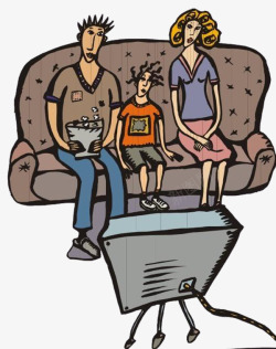 一家人看电视素材