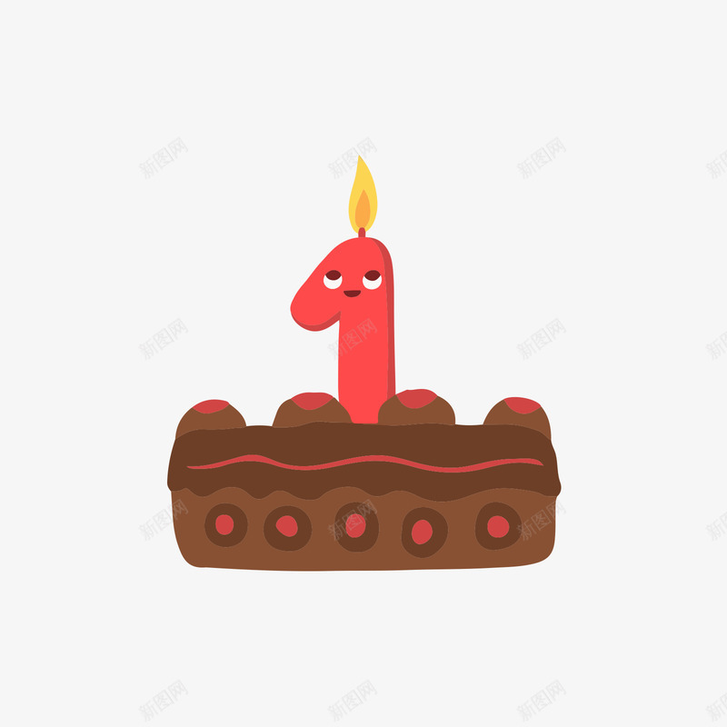 红色数字蜡烛和灰色蛋糕png免抠素材_新图网 https://ixintu.com 卡通 数字一 数字蜡烛 灰色 红色 蛋糕