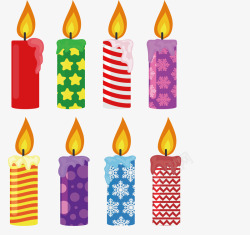 不同花纹多彩圣诞节蜡烛矢量图高清图片