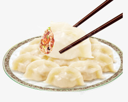 筷子夹水饺肉馅饺子高清图片