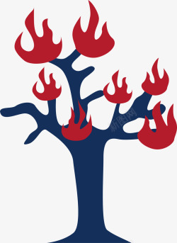 火苗与树结合创意的火树矢量图素材