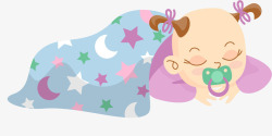 宝贝睡眠图案可爱卡通婴儿素矢量图素材